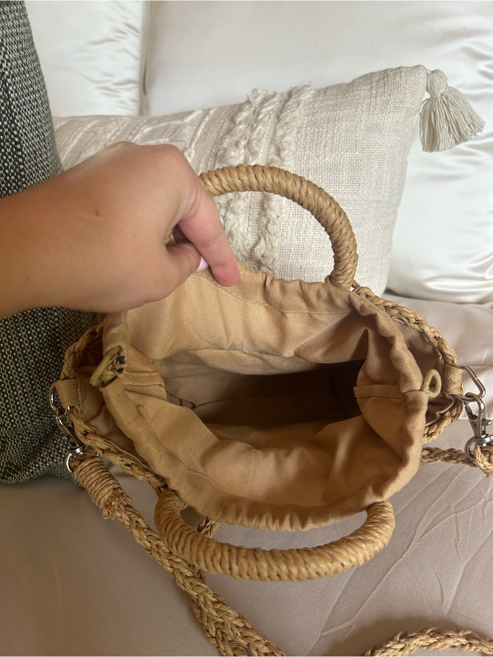 Woven Straw Crossbody Small Purse in Natural - Picture 6 of 10